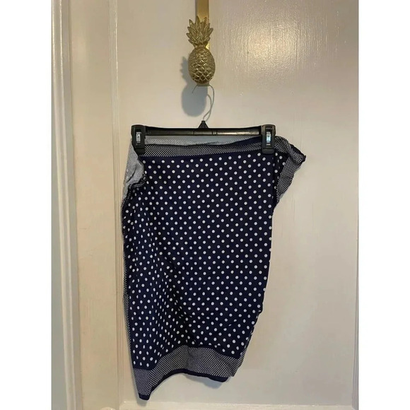 Dark Blue & White Polka Dot Fabric Square - Picture 1 of 7